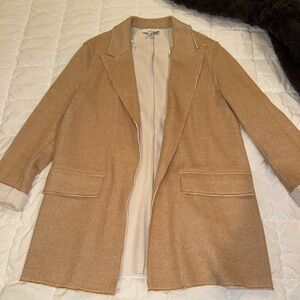 Topshop Tan Blazer Wool-Blend Tailored